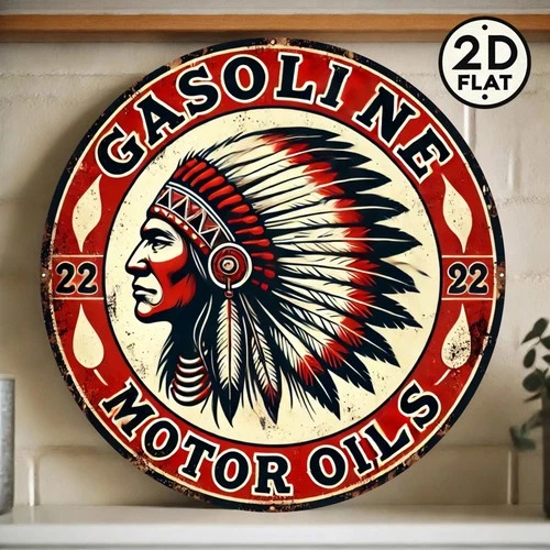 Vintage Indian Car Gasoline Tin Metal Signs Home Décor 8x8