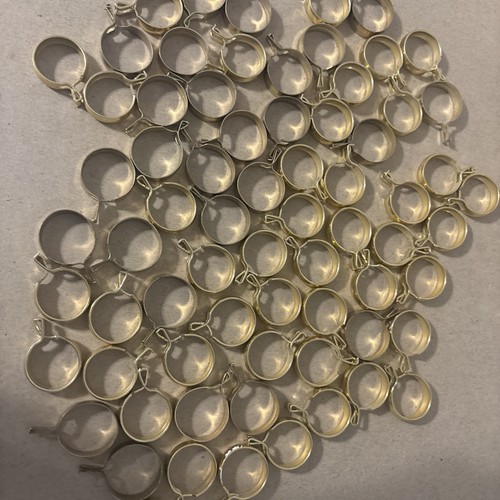 Lot Of 70 Brass Finish 1" Clip-On Cafe Curtain Drapery Rings (T)