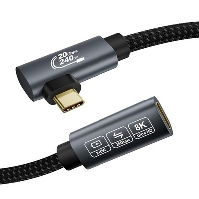 USB C Verlängerung 2m 3.2 20Gbps PD3.1 240W 90 Grad für Thunderbolt 4 iPad