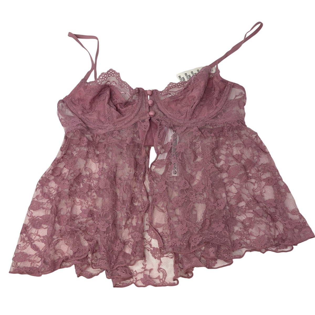 Urban Outfitters Out From Under Lace Babydoll Cropped Lingerie Top Sz L  Pink NEW | eBay