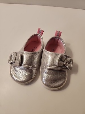 Lily & Dan Baby's Shoes Girls Soft Sneakers 6-12 Months Shiny Silver