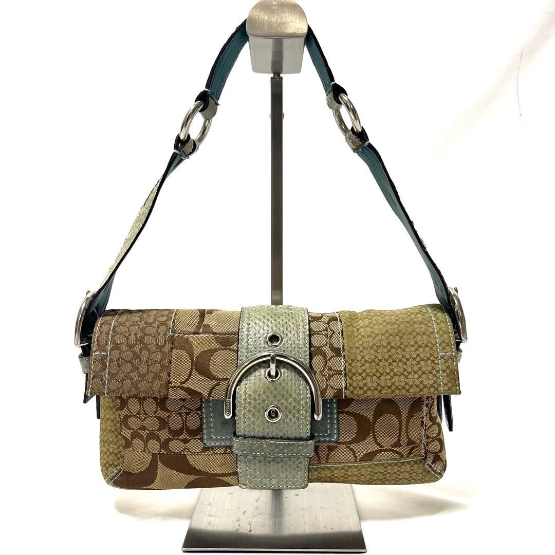 Coach One-Shoulder Bag Signature Soho Canvas and Leather Brown 