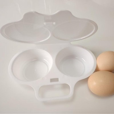 Food Grade Plastic Microwave Egg Poacher 2 Cavity Heat Resistantfor Breakfast
