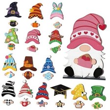 Pcs Interchangeable Wooden Gnome Decor Valentines St. Patrick's Day 32 Cute