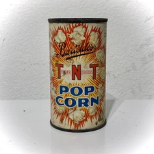 Vintage Popcorn Can Barteldes TNT Tender Nutritious Tasty Pop Corn White