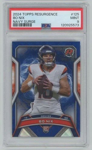 Bo Nix 2024 Topps Resurgence Navy Surge RC /275 PSA 9 #125 Denver Broncos