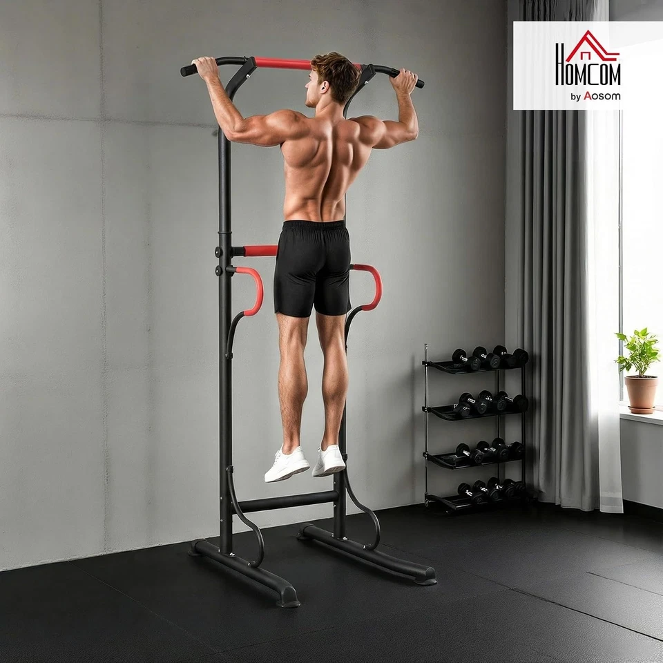 HOMCOM Station de Musculation Multifonctions Noir Rouge - Photo 2/4