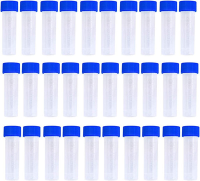 50PCS 5Ml Plastic Graduated Vial Tube with Screw Caps Small Test Sample Bottles