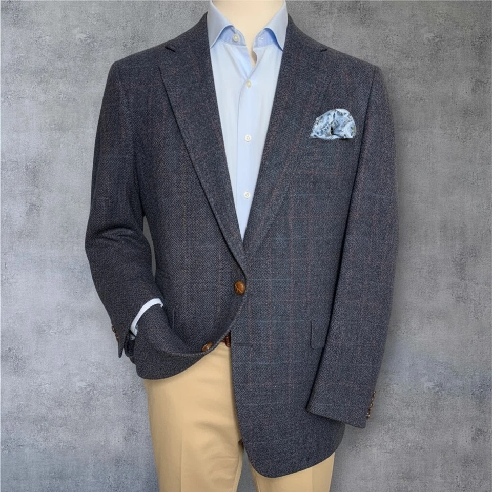 Jaqueta esportiva AUSTIN REED vintage masculina 44L azul tweed blazer lã casaco 2 botões - Imagem 2 de 4