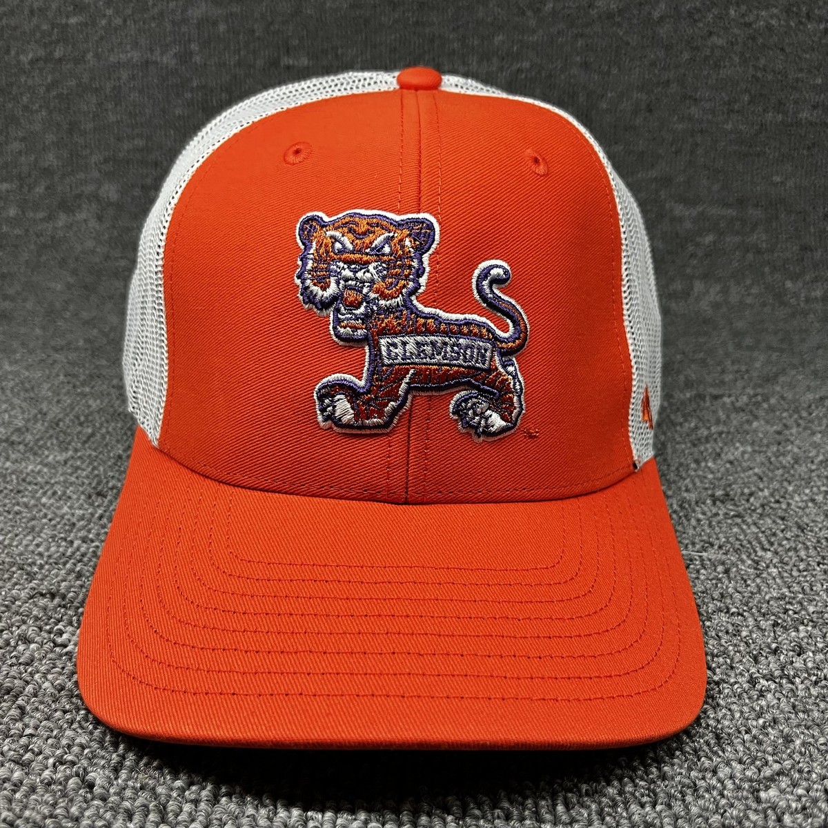 47 Brand Clemson Tigers Trucker Snapback Hat Orange White Mesh Mascot Patch