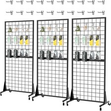 3-Pack 2'x5.5' Ft Gridwall Panel Display Stands Heavy Duty Floor Standing Retail