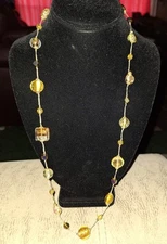  Aventurine Flower and Foil Murano Art Glass and AB Crystal Bead Style Necklace