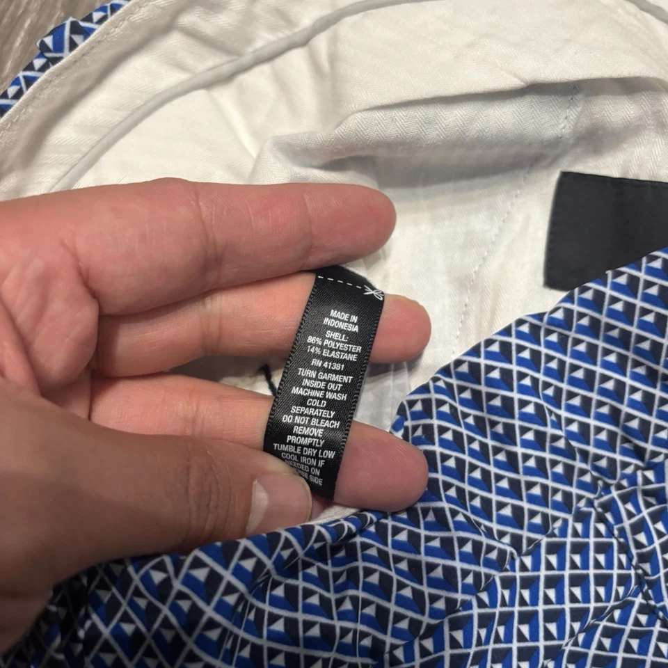 Pantalones Cortos RLX Ralph Lauren Para Hombre 32 Blanco Azul Estampado Golf Rendimiento Verano Foto 4 de 4