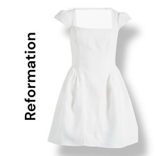NWT Reformation Oaklyn Cap Sleeve Linen Minidress White Size 10