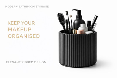 Gerippt Make-up Organizer Tasse Badezimmer Aufbewahrung Halter Kosmetik Pinsel Topf UK