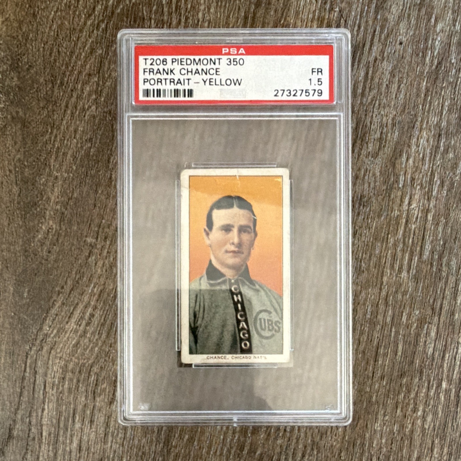 PSA 1.5 T206 Piedmont 350 Frank Chance Portrait Yellow Tobacco Card #27327579