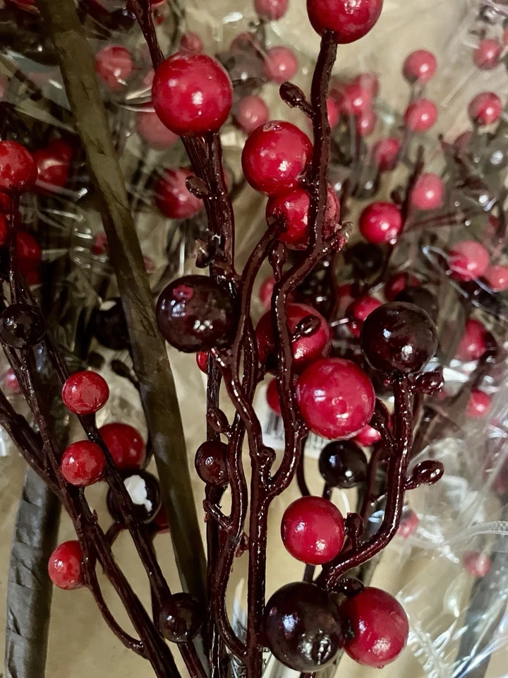 Lot Of 12 Vickerman Christmas Red Burgundy Mixed Berry Branch Sprays 34” Long - Image 3 of 4