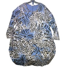The Lino Lounge Dress Womens Large Animal AOP Cocoon Italy Lounge Stretchy Boho