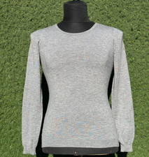 Brunello Cucinelli 100% Kaschmir Feinstrick Rundhals Rippborte Pullover Gr. XS S