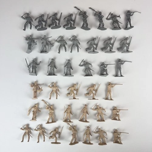 Marx Vtg Alamo Texan Defenders Pioneers Figures Gray Tan/Beige Silver 1960