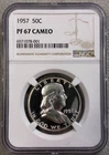 1957  Franklin Half Dollar NGC PF67 Cameo