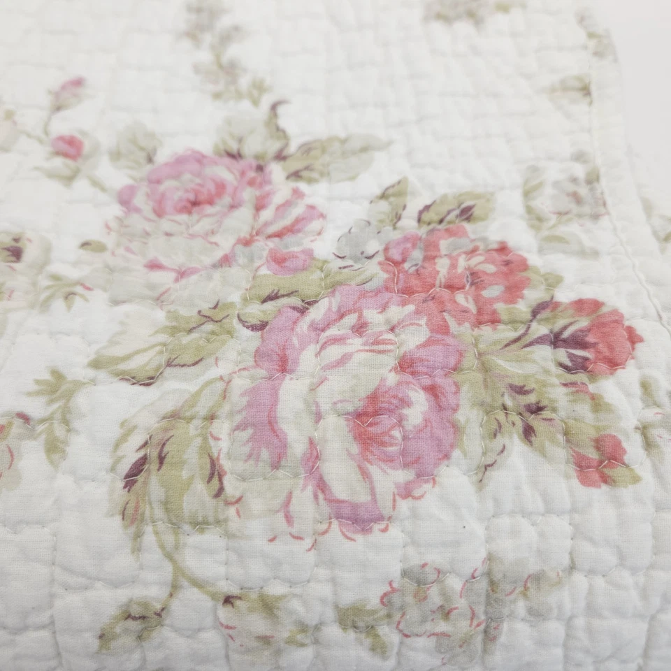 Manta Edredón Romántico Rosa Floral Algodón Reversible Shabby 60x50 Foto 4 de 4