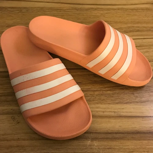 Adidas Adilette sandali slip on bianco rosa slide donna 8