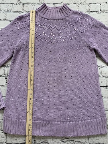 Quacker Factory Women’s Size M Lavander Sequin Farisile Chunky Knit Sweater - Picture 21 of 24