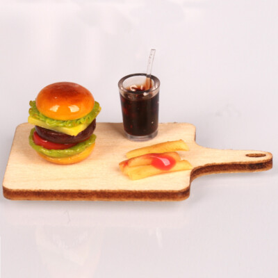 1SET 1:12 Scale Dollhouse Miniatures Hamburger Fries Set Mini Food Drink