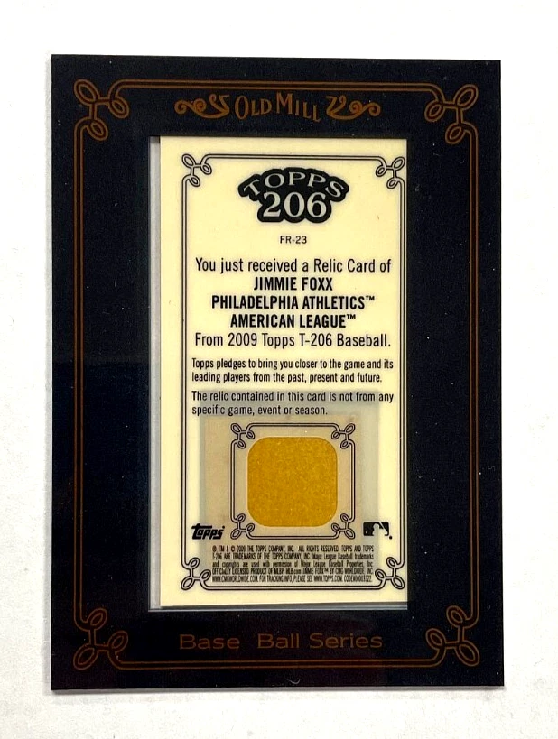 Jimmie Foxx 2009 Topps T-206 Old Mill Black Framed Mini Relic GU Bat SP #FR-23 - Image 2 of 3