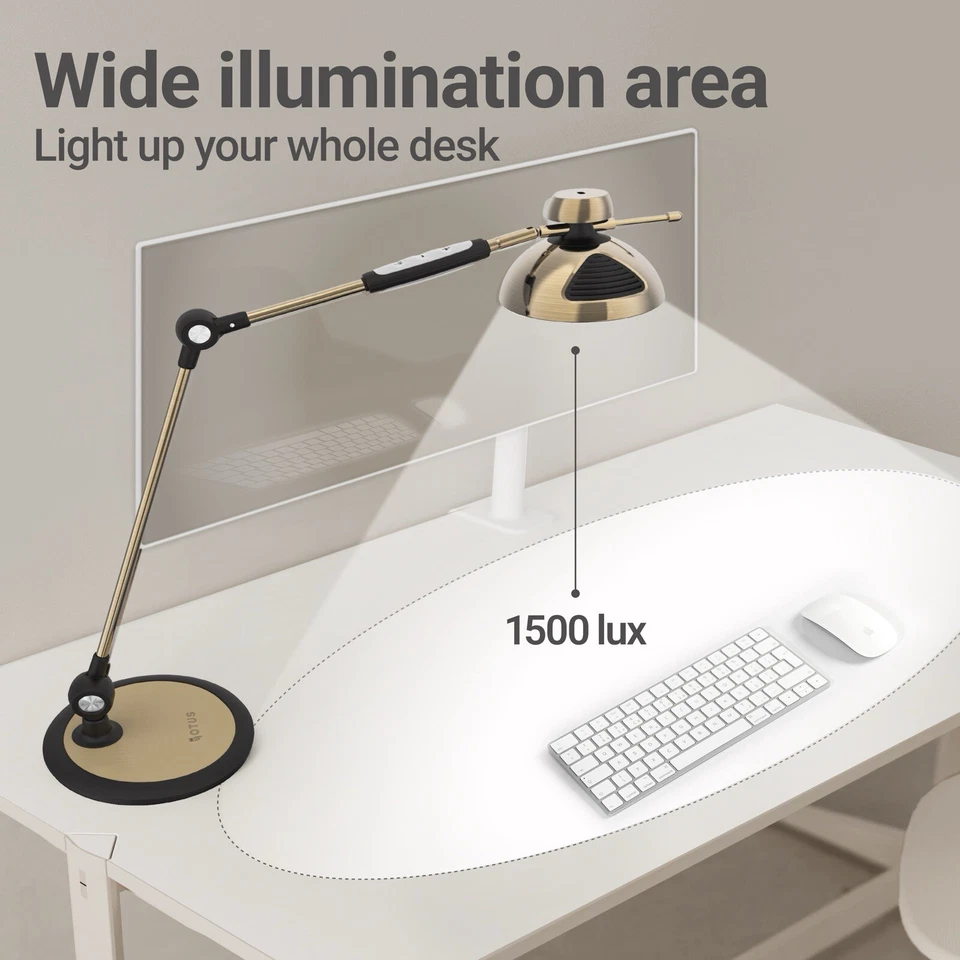 OTUS LED Desk Lamp Gesture Control - Brass/Gold 10W for Home Office - Image 4 of 4
