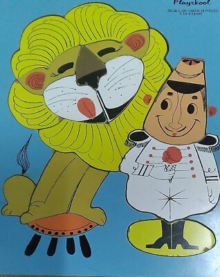 Vtg PLAYSKOOL Happy Lion Tamer 18 Pcs Wooden Puzzle Icecream Circus #330-26 Nice
