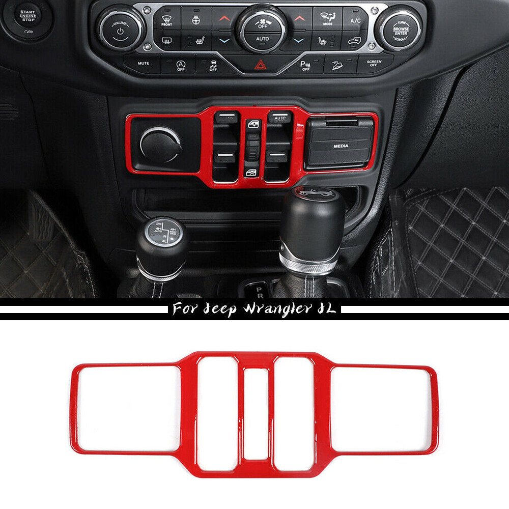 Red Window Control Panel Trim Cover Accessories for 2018+ Jeep Wrangler JL JT