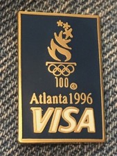 Olympic Pin ~ Torch Logo ~ Blue ~ Atlanta 1996 Summer Games ~ Sponsor ~ VISA