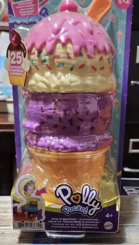 Polly Pocket Spin ‘N Surprise Playground Ice Cream Cone Playset By Mattel New
