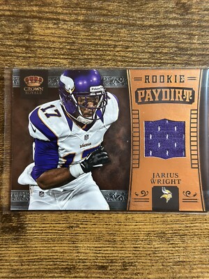 2012 Crown Royale Rookie Paydirt Materials Jarius Wright #15 Rookie RC Vikings