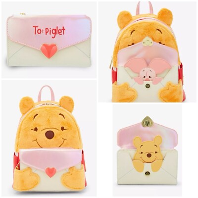 Loungefly Winnie the Pooh Love Letter Faux Fur Figural Mini Backpack & Wallet