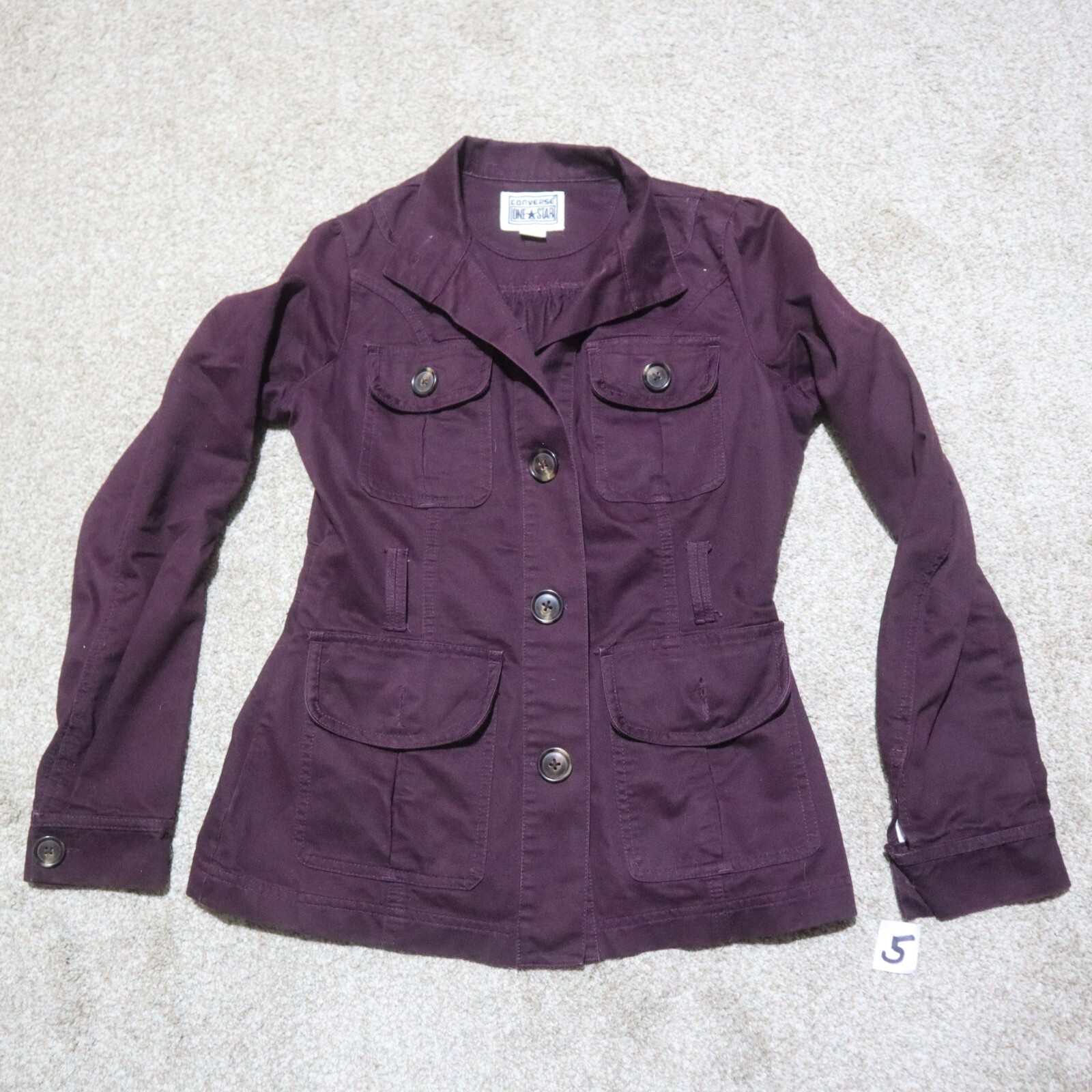 Converse Jacket Purple Button Down Long Sleeve Ca… - image 1
