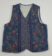 Vintage 80s 90s Cherokee Floral Flower Pattern Cotton Vest Vtg Multicolor Usa