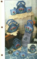 NEW TEAPOT SET COASTERS NAPKIN HOLDER ANNIES PLASTIC CANVAS PATTERN INSTRUCTIONS