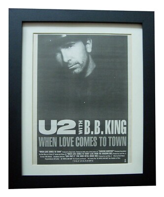U2 & BB KING+Love Comes To Town+POSTER+AD+ORIGINAL+1989+FRAMED+FAST WORLD SHIP