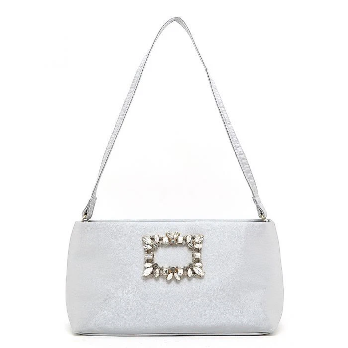 Silver satin evening best sale bag