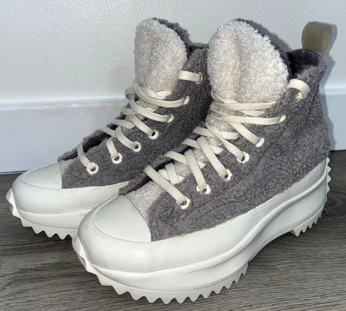 Converse Shoes Women's 6 Run Star Hike Sherpa Vapor Mauve Gray Platform  Sneakers | eBay