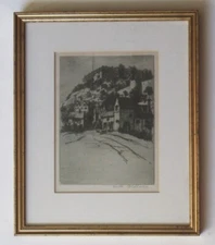 Original print by Harold Collinson, The Castle, Nottingham, etching, c1920