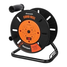 DEWENWILS Extension Cord Storage Reel with 4-Grounded Outlets, Open Cord Reel 