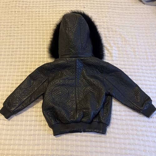 Giacca con cuciture East Side pelle nera New York bordo pelliccia rimovibile bambini taglia S - Foto 9 di 10