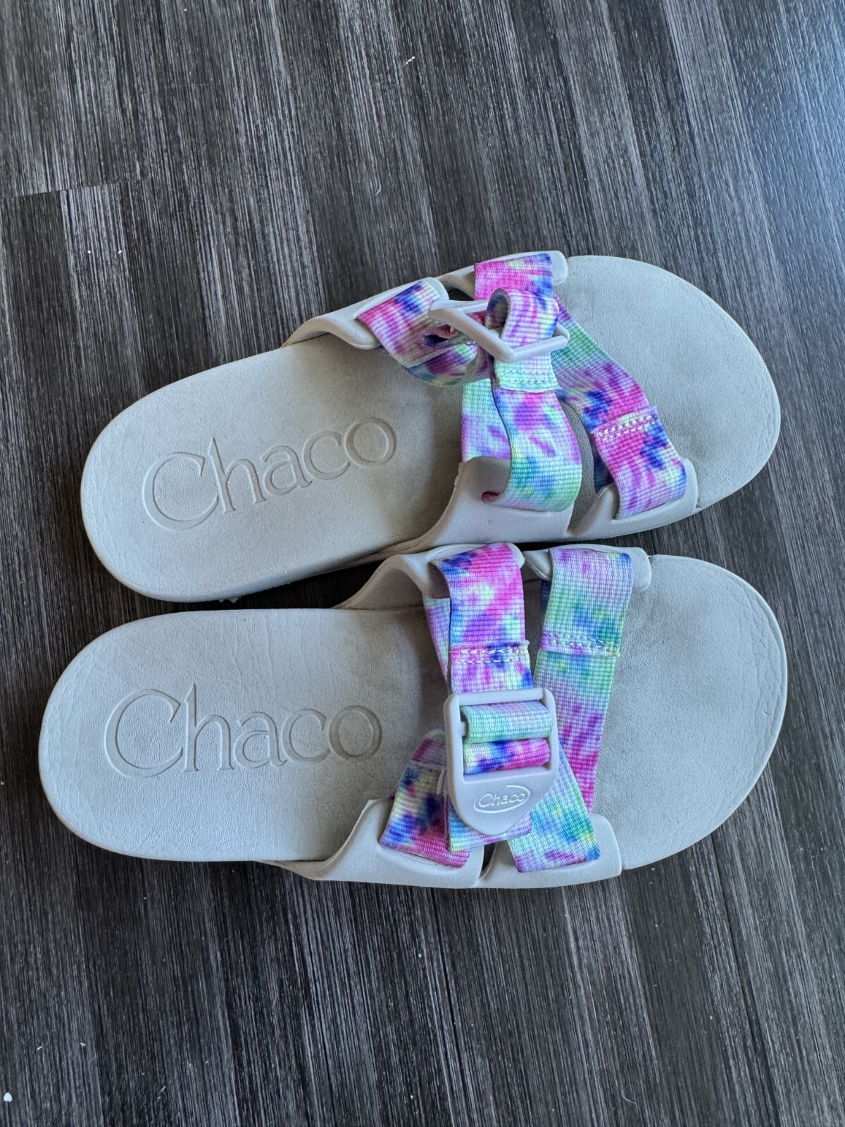 Chaco Womens Chillos Slide Sandals Size 6.5 Lightweight Tie Dye Beige 108782
