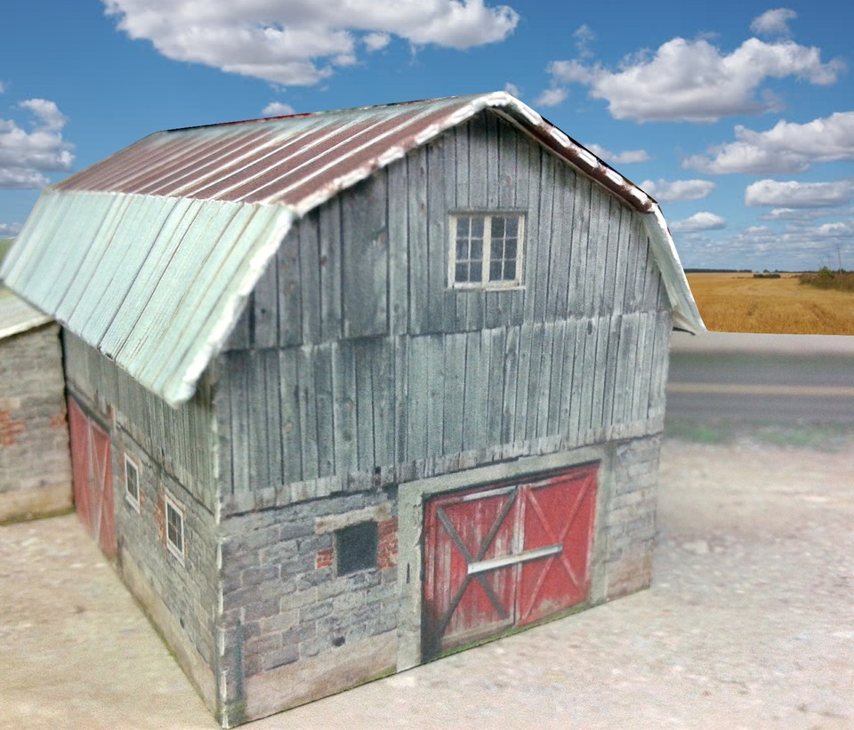 N Scale Rustic Barn Cardstock Kit - 23' Tall Pre-Cut Building For Model Railroads