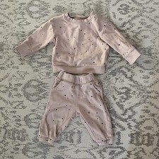 Cat Jack 12 mo Dusty Pink Dotted Sweatshirt Jogger Sweatpants Matching Set