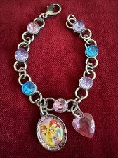 Disney Princess Silver Tone Rhinestones Bracelet 6  Long